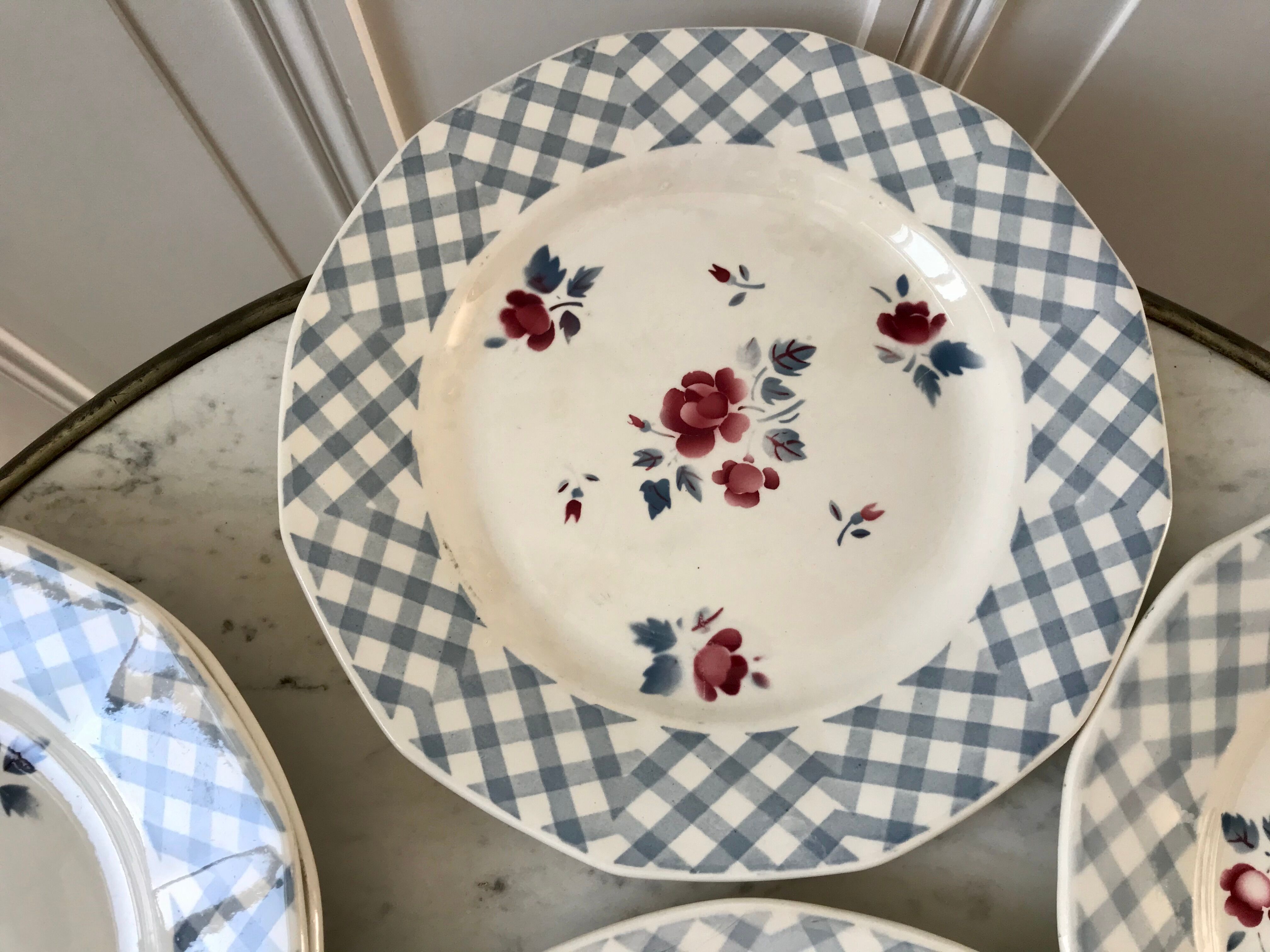 Set of 8 flat plates Digoin Sarreguemines 30s 40s