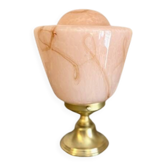 Lampe art Déco en opaline rose marbrée