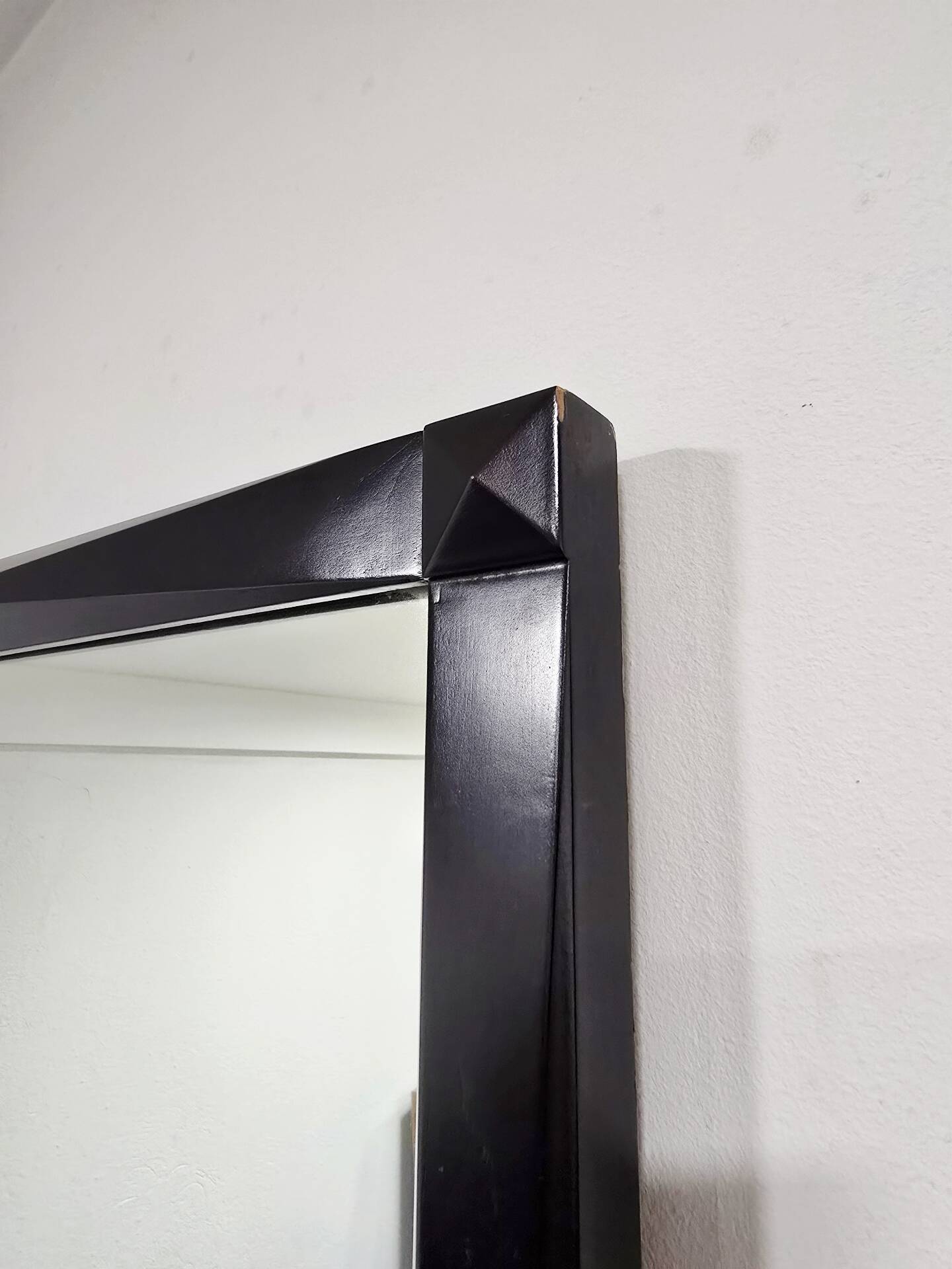 Vintage 1970s Wall Mirror with Black Wooden Frame