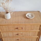Vintage rattan chest of drawers circa 1970s