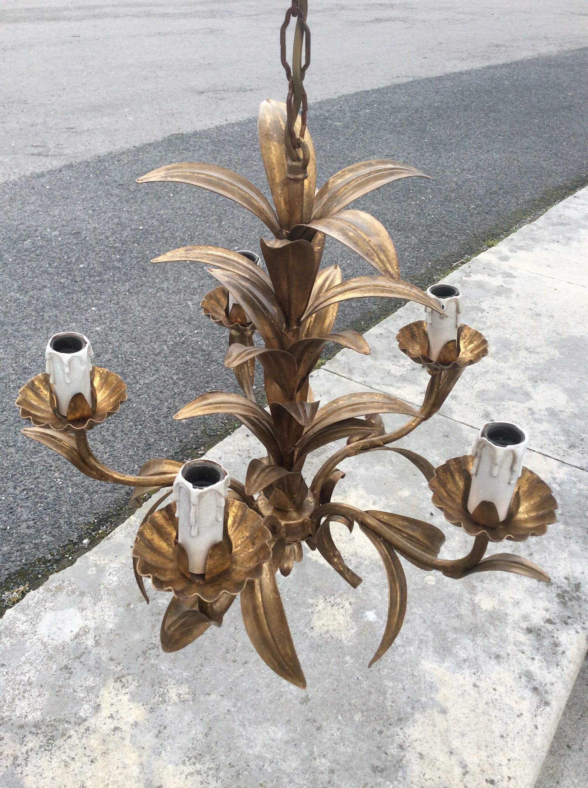 Gold metal chandelier