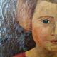 Oil on canvas gilded wooden frame old portrait of a young girl classic