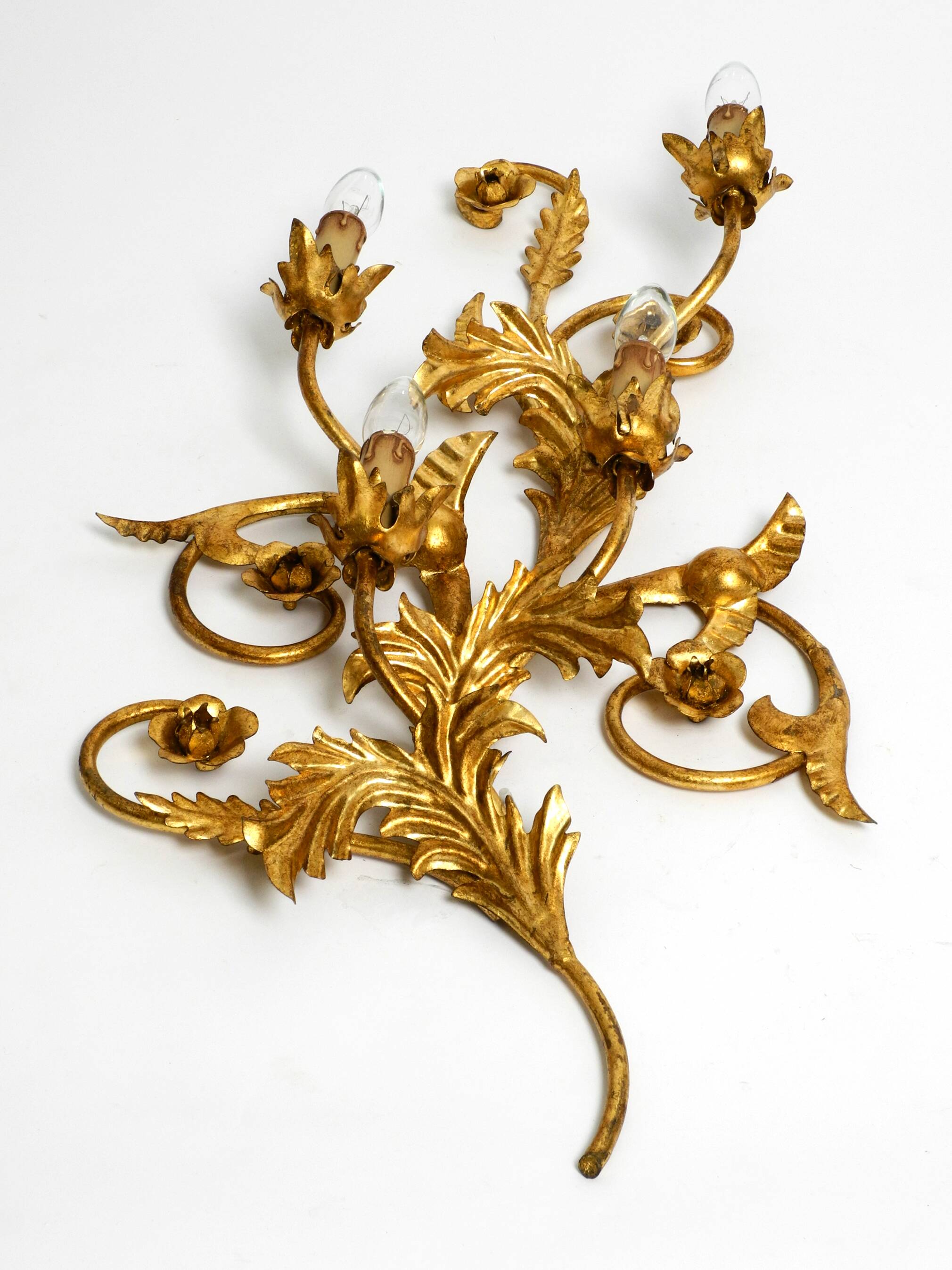 XL 1960s Italian gold-plated wall lamp with four sockets | heigh 80ccm