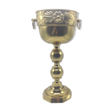 Old planter on foot in hammered brass pushed back height 44 cm