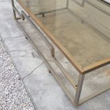 Rectangular coffee table in brass and chromed metal 1970 design