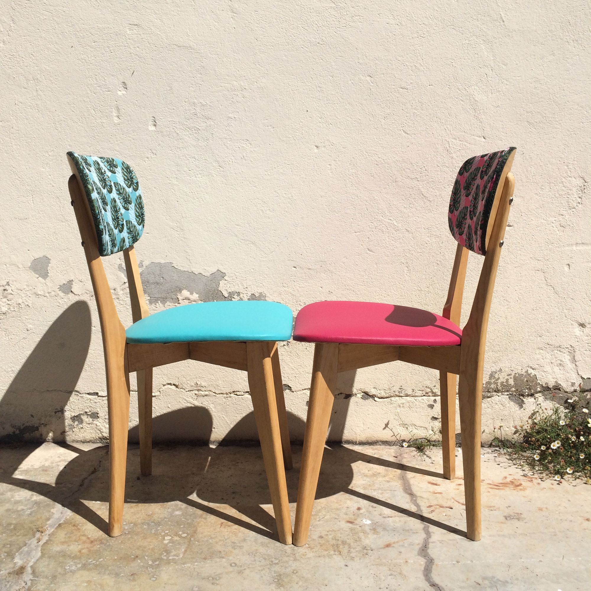 Pair of vintage chairs in solid beech
