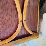 Vintage rattan and bamboo wall shelf with glass door cabinet, 1960s