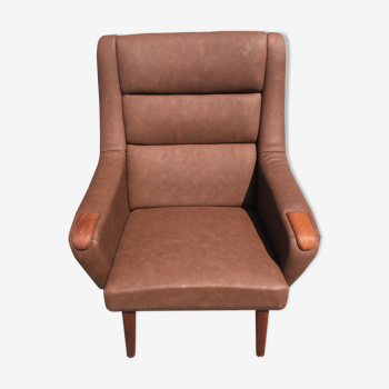 Danish midcentury armchair teak and skin