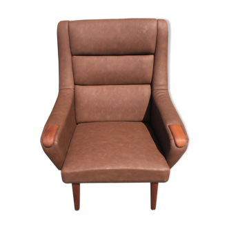 Danish midcentury armchair teak and skin