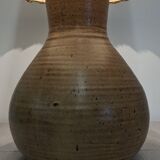 XL gourd lamp in ceramic and jute fabric, France circa 1960.