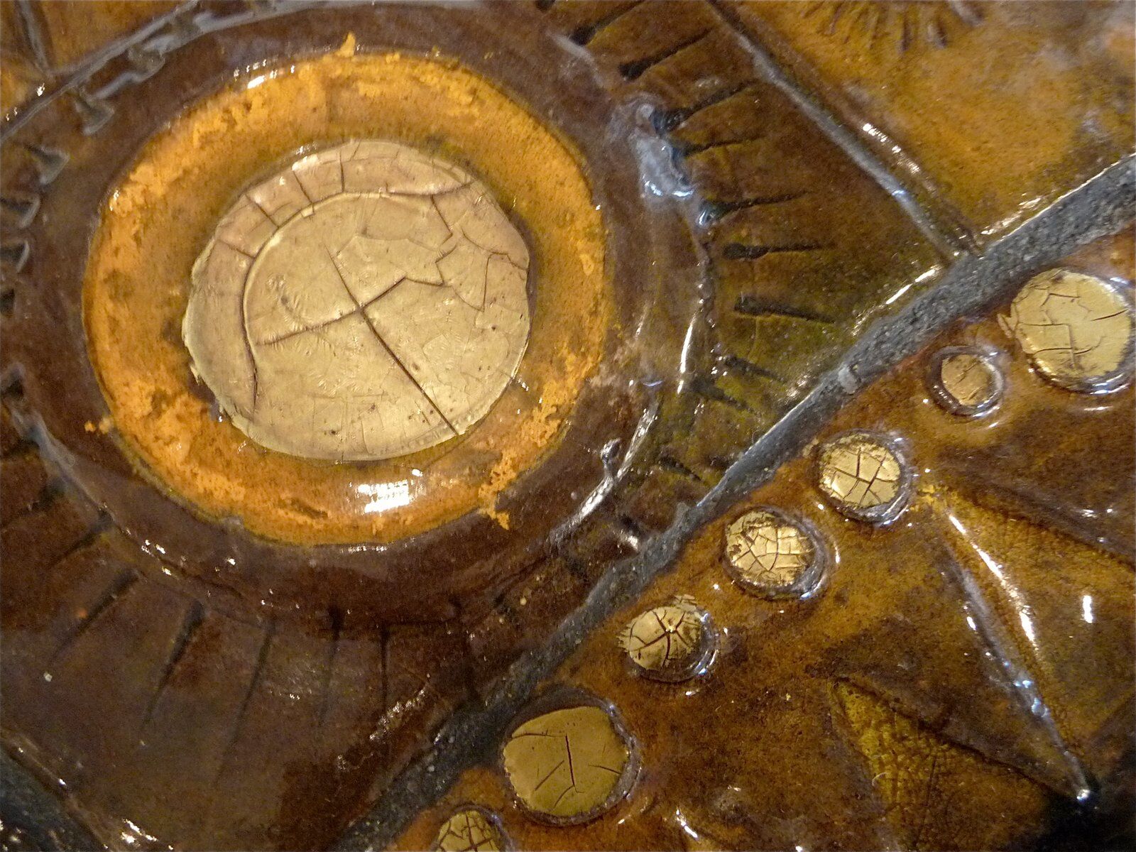 Large Round Ceramic Art tiled coffee table by Renate Rhein, Germany 1960s