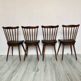 Lot de 4 chaises bistrot vintage Baumann Menuet – hêtre massif