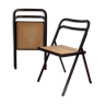 2 folding chairs Cidue metal wood and cannage