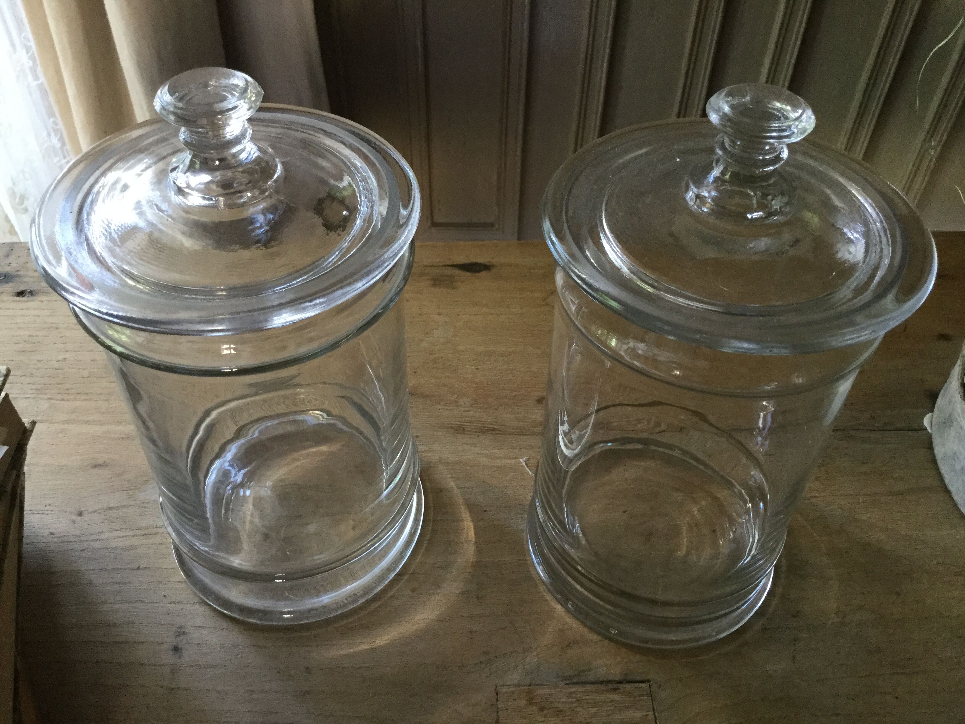Lot of 2 old glass jars