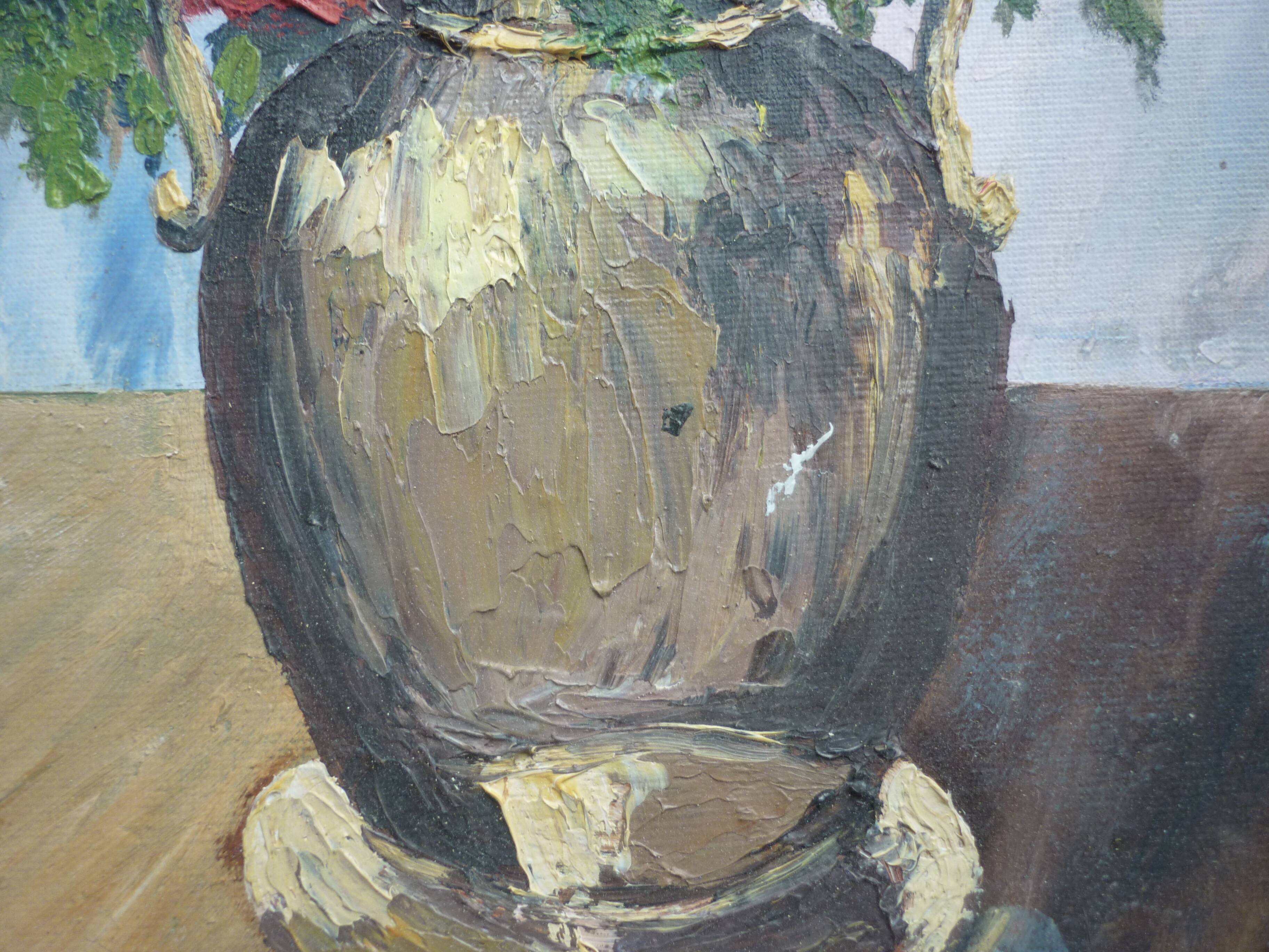 Tableau peinture bouquet de fleurs signé J Lauga
