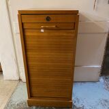 50s/60s light oak curtain filing cabinet low model with removable shelves