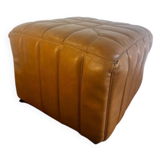Vintage cognac-colored pouf/ottoman