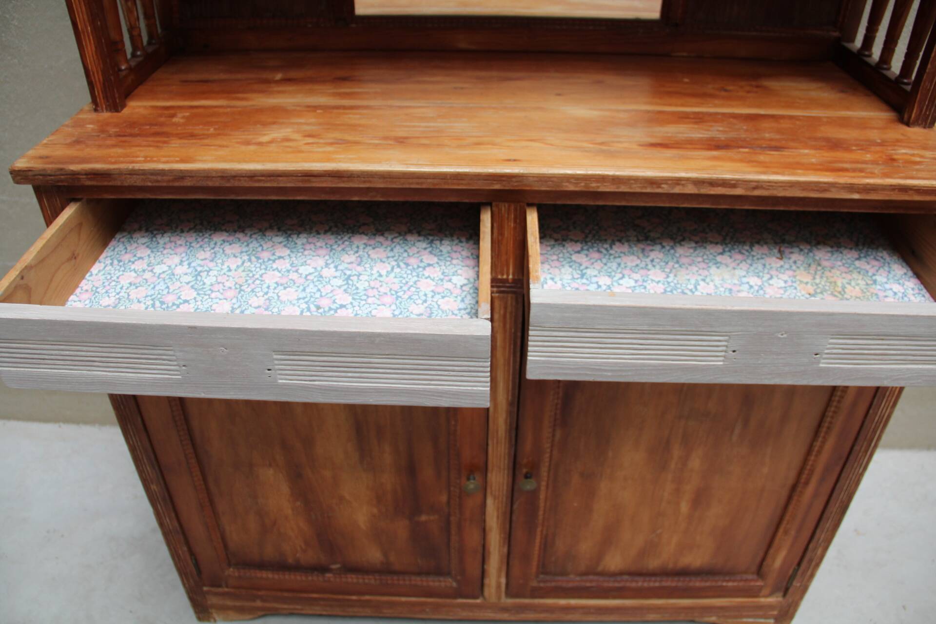Art Deco pine dresser, beveled glass