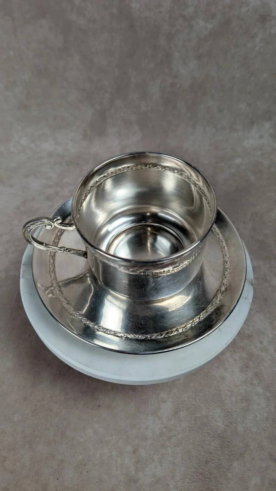 Vintage silver-plated cup and saucer