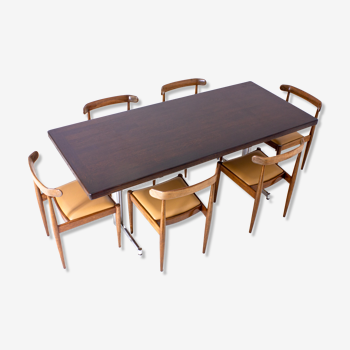 Vintage rectangular dining table in rich brown wood, 1960s