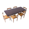 Table à manger rectangulaire vintage en bois brun riche années 1960