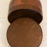 Leather patchwork foot stool and 2 pillows