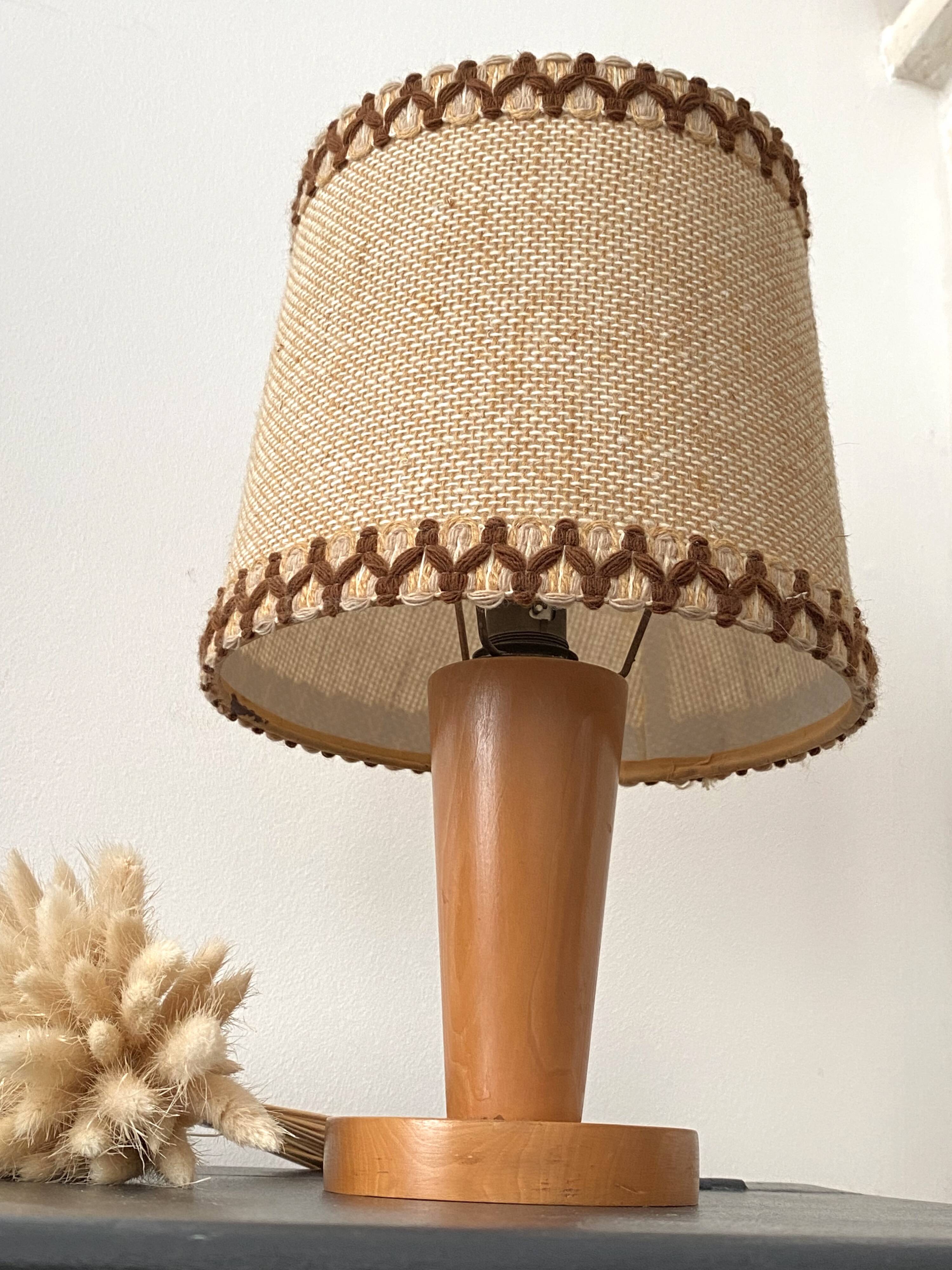 Wooden table lamp, 70s