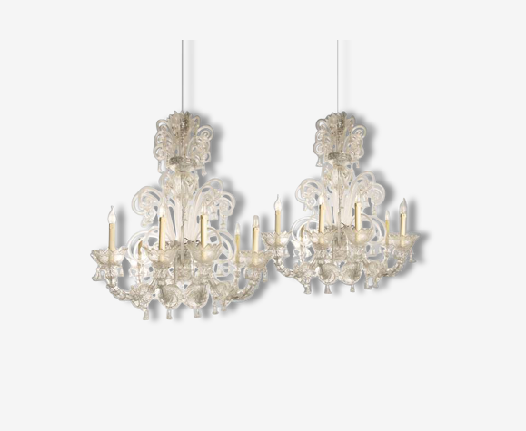 Tall Classical Murano Glass Chandelier -