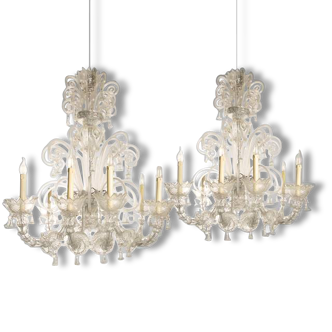 Tall Classical Murano Glass Chandelier -
