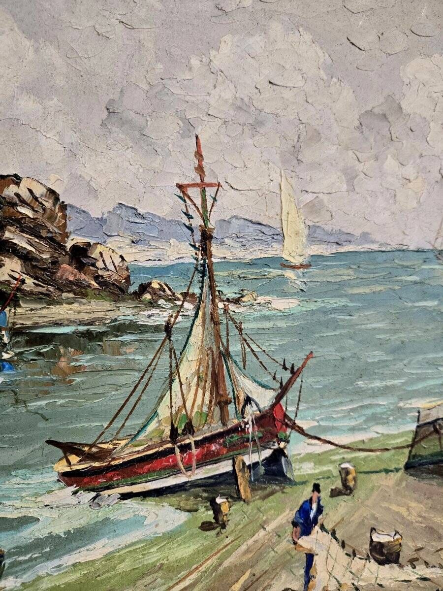 Charles vaniscotte: oil painting on canvas / port in brittany