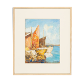 Fishing Boats in Venice, Oil on Plate, 56 x 65 cm