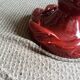 Vallauris style burgundy slip candle holder