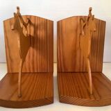 Pair of zoomorphic reindeer wooden bookends