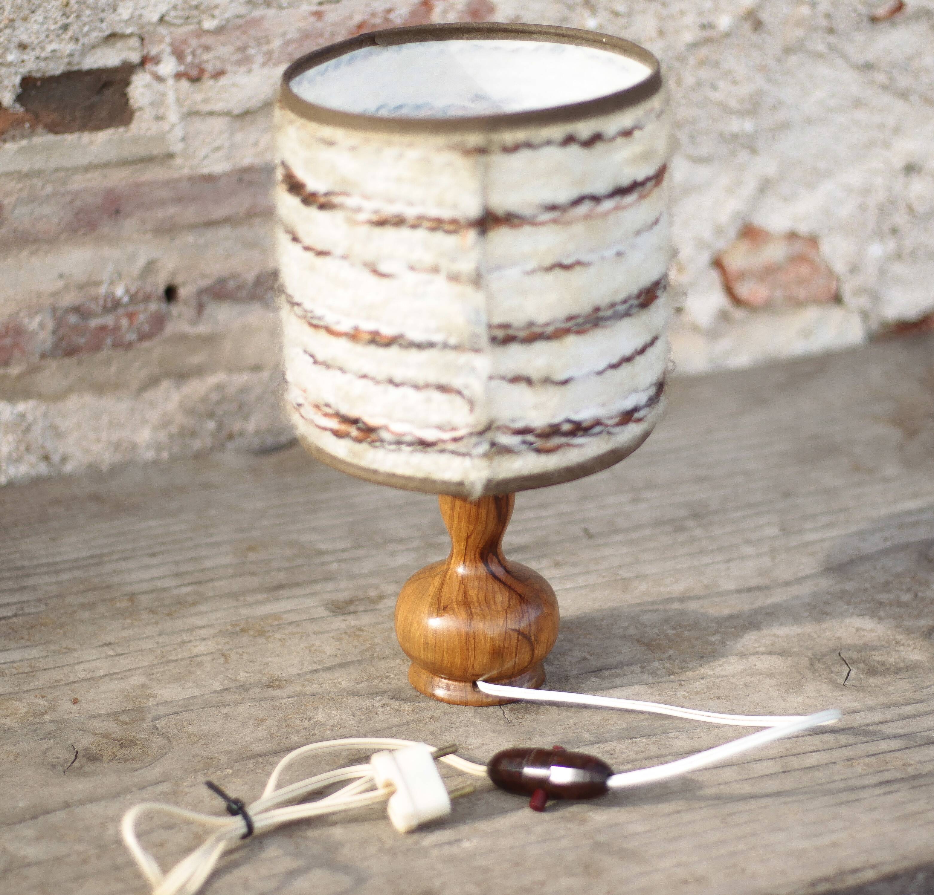 Vintage table lamp, vintage lamp, wooden base lamp with shade.