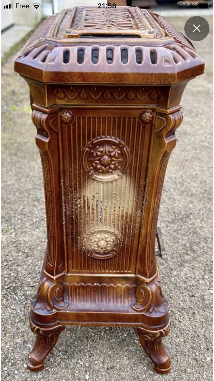 Antique enamelled cast iron pan