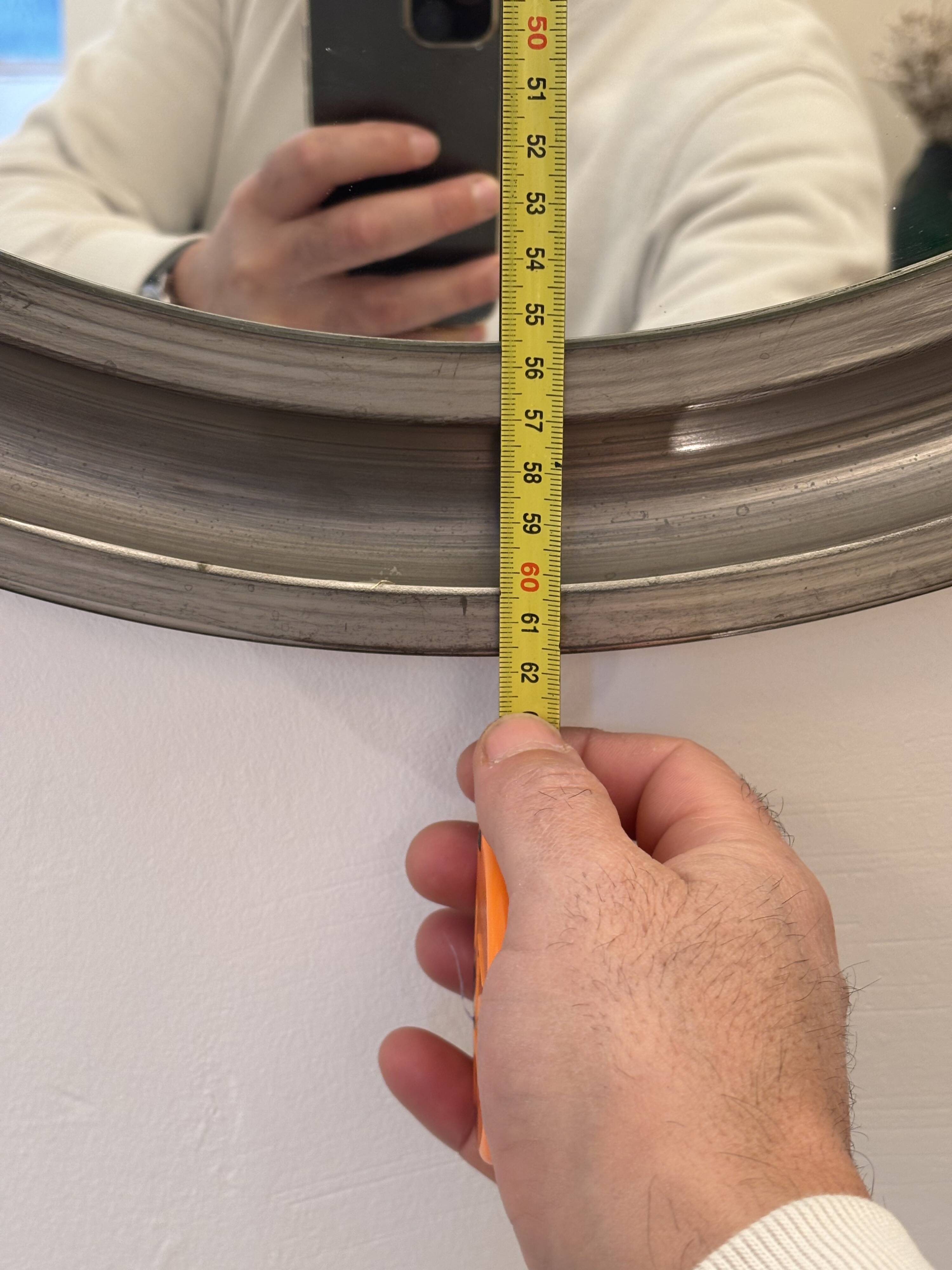 Round aluminium mirror Sergio Mazza, 1970