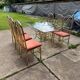 Italian brass dining table and chairs, 1970s, set of 7