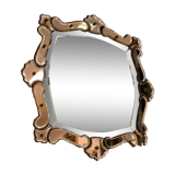 Venetian Quadratic Mirror with Rosé Rauchglass Frame