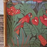 Folding tray parrots and flowers fiber and rattan