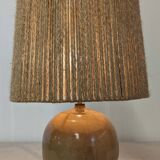 Vintage ball lamp in enamelled stoneware and jute rope