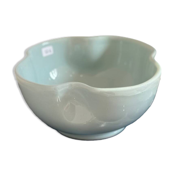 Handmade glazed ceramic bowl with sky blue pop clover flower
