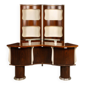 20thC ITALIAN STANDING DRY BAR IN HARDWOOD & CREAM LAMINATE c.1970