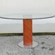 Postmodern dining table in leather and glass by Giancarlo Vegni for Fasem.