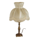 French Vintage Brass Table Lamp With Cream Fringed Shade 5567