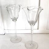 Pair of flower candlesticks on foot
