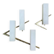 Pair of asymmetrical Hollywood Regency sconces, bronze - opaline glass, 70s