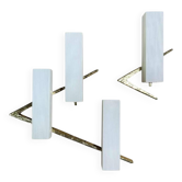 Pair of asymmetrical Hollywood Regency sconces, bronze - opaline glass, 70s
