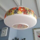 Retro flowerprinted pendant light, '70s