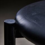 Black leather and steel dining chairs - set of 4