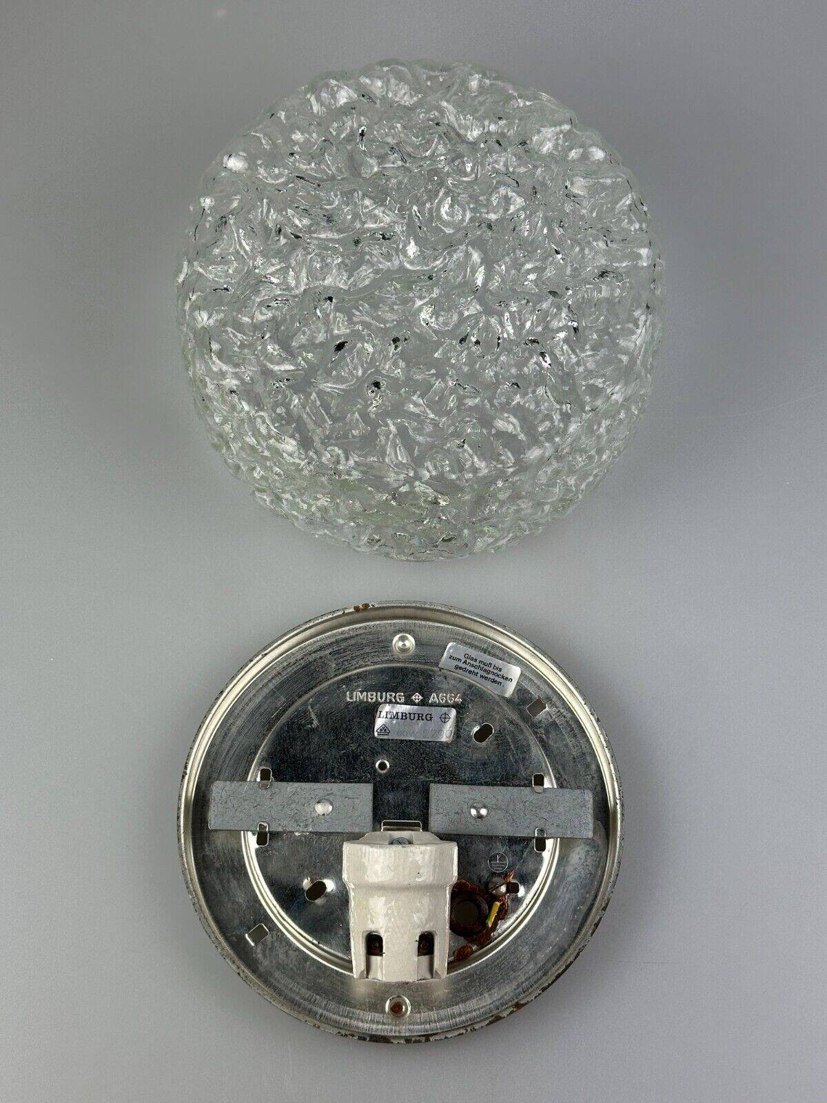 60s 70s ceiling lamp Glashütte Limburg Germany Plafoniere glass & metal